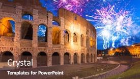  Presentation with rome - Cool new theme with fireworks display over the colosseum in rome italy backdrop and a tawny brown colored foreground