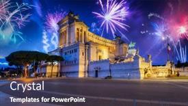  Presentation with birthday fireworks display - Cool new PPT theme with fireworks-display-over-the-national backdrop and a dark gray colored foreground