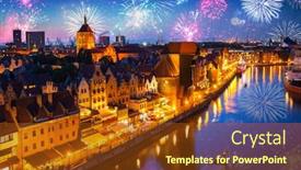  Presentation with fireworks - PPT theme with fireworks-display-over-the-old background and a tawny brown colored foreground