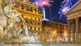 Presentation with fireworks - PPT layouts enhanced with fireworks display over the pantheon square in rome italy background and a gold colored foreground