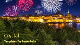  Presentation with fireworks - Beautiful PPT theme featuring fireworks-display-over-the-valletta backdrop and a tawny brown colored foreground