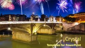  Presentation with rome italy - PPT theme featuring fireworks-display-over-twe-saint background and a tawny brown colored foreground