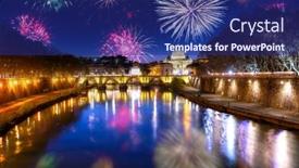  Presentation with birthday fireworks display - Cool new PPT layouts with fireworks-display-over-twe-saint backdrop and a navy blue colored foreground