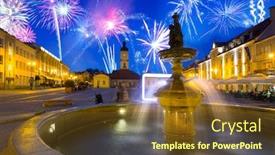 Presentation with fireworks - Amazing slide set having fireworks display ovet the old town of bialystok poland backdrop and a tawny brown colored foreground