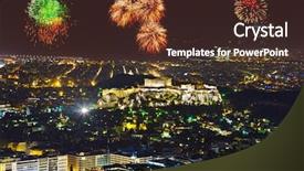  Presentation with holiday cookbook - PPT theme consisting of fireworks in athens greece - holiday background and a tawny brown colored foreground