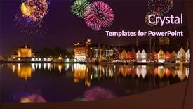  Presentation with holiday shoppings - Beautiful PPT theme featuring fireworks in bergen norway - holiday backdrop and a wine colored foreground