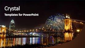  Presentation with cincinnati - Audience pleasing PPT theme consisting of fireworks in cincinnati oh along backdrop and a  colored foreground