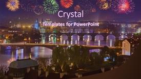  Presentation with prague - Presentation design having fireworks in prague - czech republic - travel and architecture background background and a wine colored foreground
