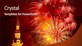  Presentation with night sky - Cool new PPT theme with fireworks in the night sky backdrop and a  colored foreground