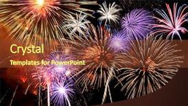  Presentation with fireworks - Audience pleasing PPT theme consisting of fireworks of various colors bursting backdrop and a tawny brown colored foreground