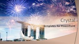  Presentation with new years eve - Cool new PPT layouts with work anniversary - fireworks on singapore skyline new backdrop and a lemonade colored foreground