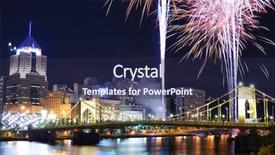  Presentation with pittsburgh - PPT theme consisting of fireworks on the allegheny river background and a navy blue colored foreground