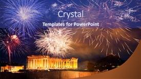 Presentation with fireworks on chinese new year - Beautiful slide deck featuring fireworks over athens acropolis new year destination backdrop and a ocean colored foreground