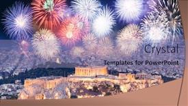  Presentation with fireworks - Cool new slides with fireworks-over-athens-acropolis backdrop and a coral colored foreground