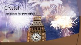  Presentation with celebrations - Slide set with fireworks over big ben - new background and a light blue colored foreground