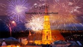  Presentation with fireworks - Slides having fireworks over cluj-napoca new year destination background and a violet colored foreground