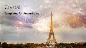  Presentation with eiffel tower - Amazing PPT theme having fireworks over eiffel tower new year destination backdrop and a soft green colored foreground