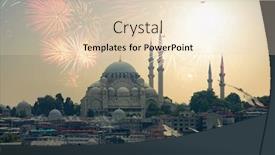  Presentation with hagia sophia - Presentation theme with fireworks-over-istanbul-view background and a lemonade colored foreground