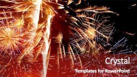  Presentation with firework - Beautiful PPT theme featuring fireworks salute on black sky backdrop and a tawny brown colored foreground