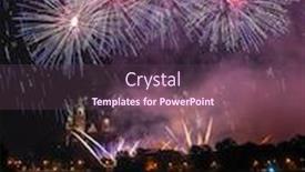  Presentation with fireworks - Audience pleasing presentation theme consisting of fireworks show by the wawel castle over vistula river krakow poland backdrop and a violet colored foreground