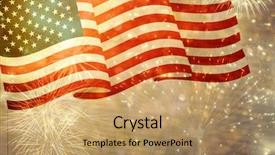  Presentation with 4th july - Beautiful theme featuring fireworks over united states flag backdrop and a  colored foreground