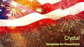  Presentation with 4th july - Theme having fireworks over united states flag background and a tawny brown colored foreground