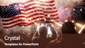  Presentation with 4th july - Presentation theme with fireworks over united states flag background and a  colored foreground
