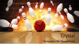  Presentation with fire explosion - Slide set enhanced with firey wall - bowling strike hit with fire background and a yellow colored foreground