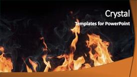  Presentation with fire flames on a black - Presentation featuring firey wall - fire flames isolated on black background and a black colored foreground