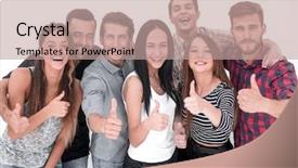  Presentation with creative - Theme consisting of firm - creative business team showing thumb background and a coral colored foreground