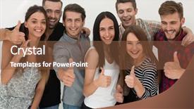  Presentation with business team join hands white - Colorful presentation enhanced with firm culture - creative business team showing thumb backdrop and a tawny brown colored foreground