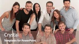  Presentation with business culture - Beautiful presentation design featuring firm culture - portrait of creative business team backdrop and a coral colored foreground