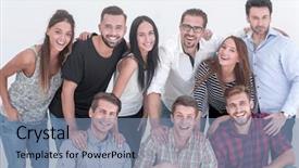  Presentation with business culture - Slide set with firm culture - portrait of creative business team background and a seafoam green colored foreground