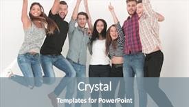  Presentation with culture - Slides having firm culture - triumphant group of young people background and a gray colored foreground