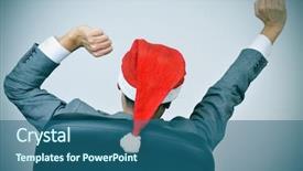  Presentation with office chair - Presentation having firm party - man in suit background and a ocean colored foreground