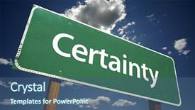  Presentation with certainty - PPT theme enhanced with firmed faith - certainty road sign with dramatic background and a ocean colored foreground