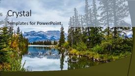  Presentation with beautiful mountains river lake sky nature - PPT theme enhanced with firs and mountains of canada background and a light blue colored foreground