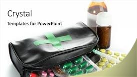  Presentation with first aid - Audience pleasing PPT theme consisting of first aid bag isolated on white backdrop and a white colored foreground