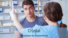  Presentation with first aid - Colorful PPT theme enhanced with first aid bleeding - young man visiting female traumatologist backdrop and a  colored foreground