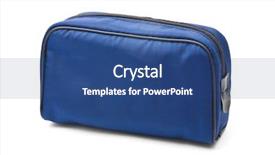  Presentation with five sided blue to white - Presentation theme having blue case - isolated on white background and a ocean colored foreground