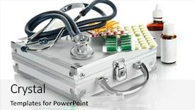  Presentation with first aid - Audience pleasing slides consisting of first aid box isolated backdrop and a light gray colored foreground