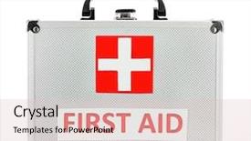  Presentation with first aid - Beautiful presentation theme featuring medical bag - first aid box isolated backdrop and a lemonade colored foreground