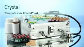  Presentation with first aid - Colorful PPT layouts enhanced with first aid box on blue backdrop and a cool aqua colored foreground