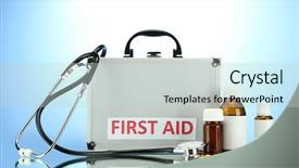  Presentation with first aid - Amazing PPT theme having first aid box on blue backdrop and a light gray colored foreground