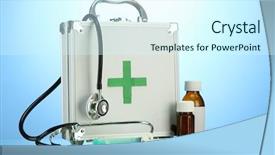  Presentation with first aid - Theme featuring first aid box on blue background and a cool aqua colored foreground