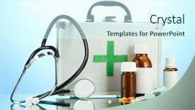  Presentation with first aid - Presentation having first aid box on blue background and a cool aqua colored foreground