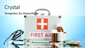  Presentation with first aid - Cool new presentation theme with first aid box on blue backdrop and a white colored foreground