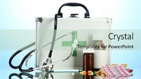  Presentation with first aid - PPT theme featuring first aid box on blue background and a soft green colored foreground