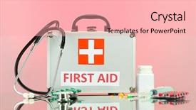  Presentation with first aid - Amazing PPT theme having first aid box on pink backdrop and a lemonade colored foreground