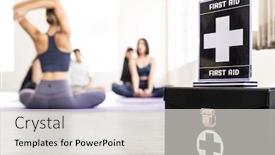  Presentation with safety first - Colorful presentation theme enhanced with first-aid-box backdrop and a light gray colored foreground